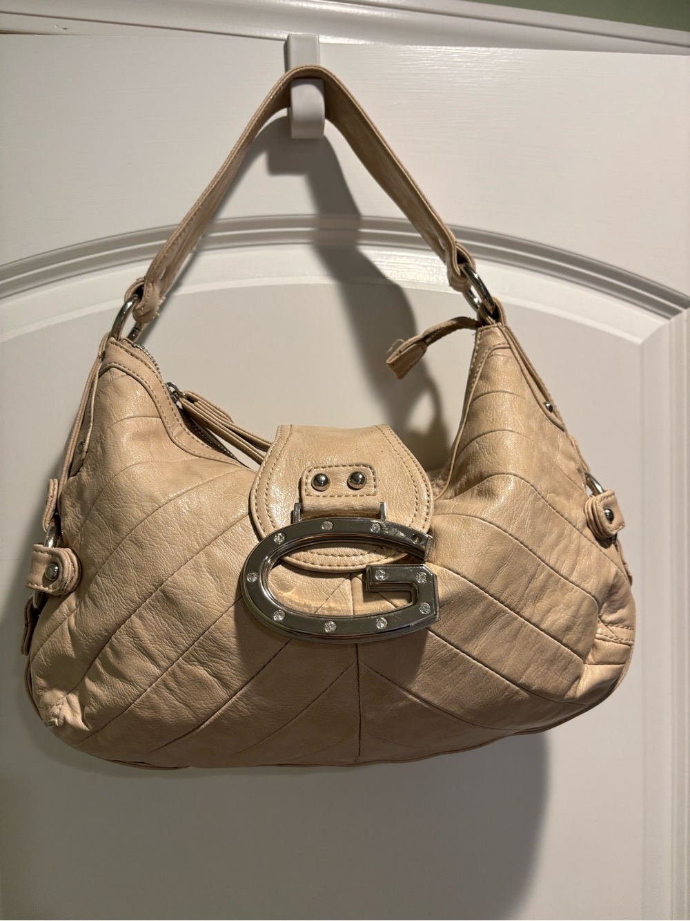 Guess Y2K  Quilted Shoulder Bag with Silver 'G' Accent